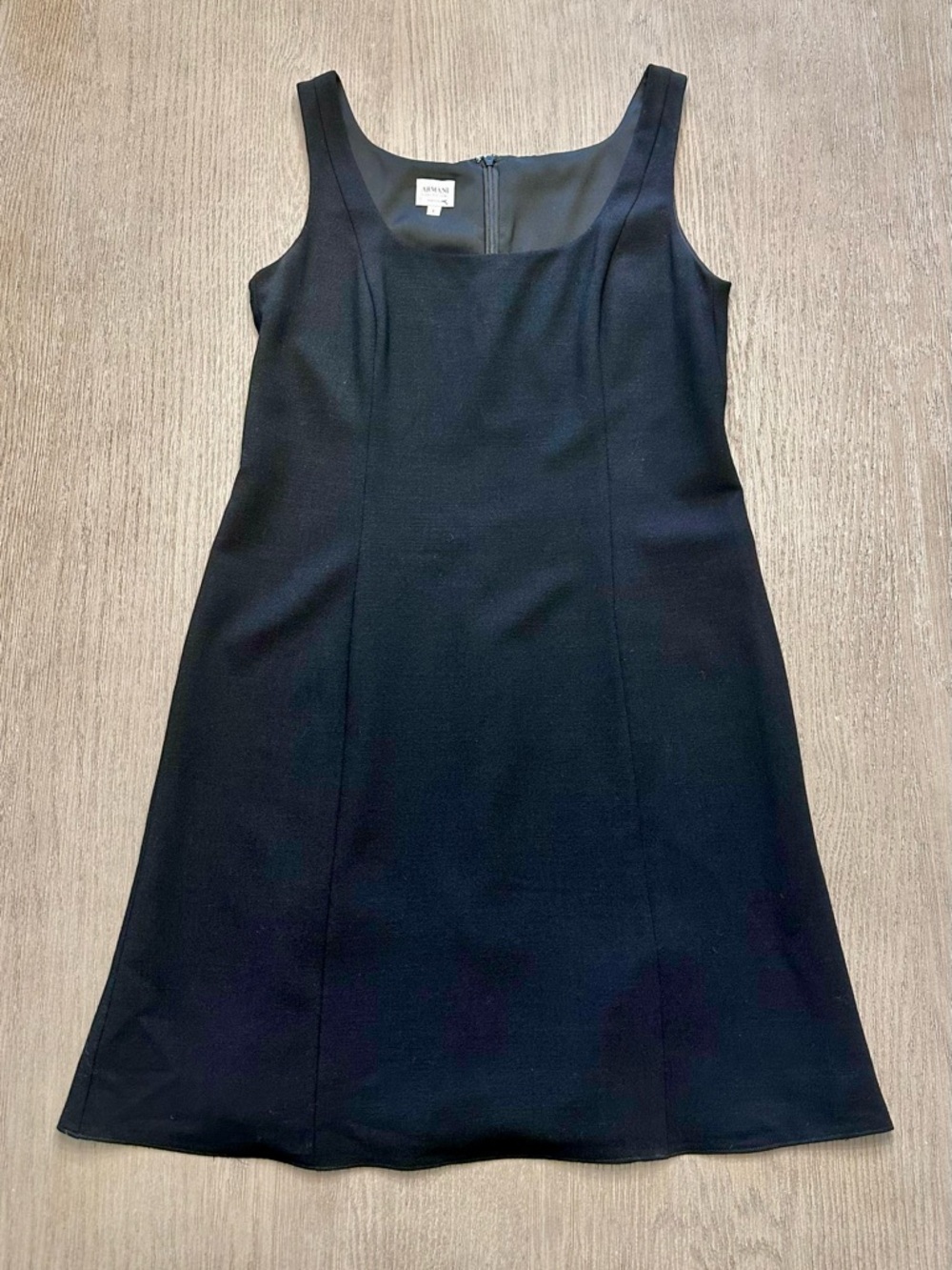 Armani Collezioni Little Black Dress Swing Hem Wool Blend Made in Italy Size 8